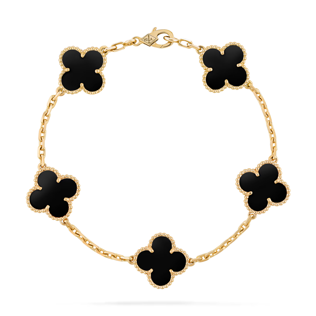V&CA 18K yellow Gold Plated with stamp,Laser sensation gold Bracelet, Lucky Link Bracelets Double-Sided Adjustable Design Jewelry for Women Girls Christmas Valentine's Day